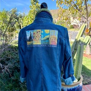 Women's Vincent Van Gogh Jean Shirt with Button up sleeves -Large